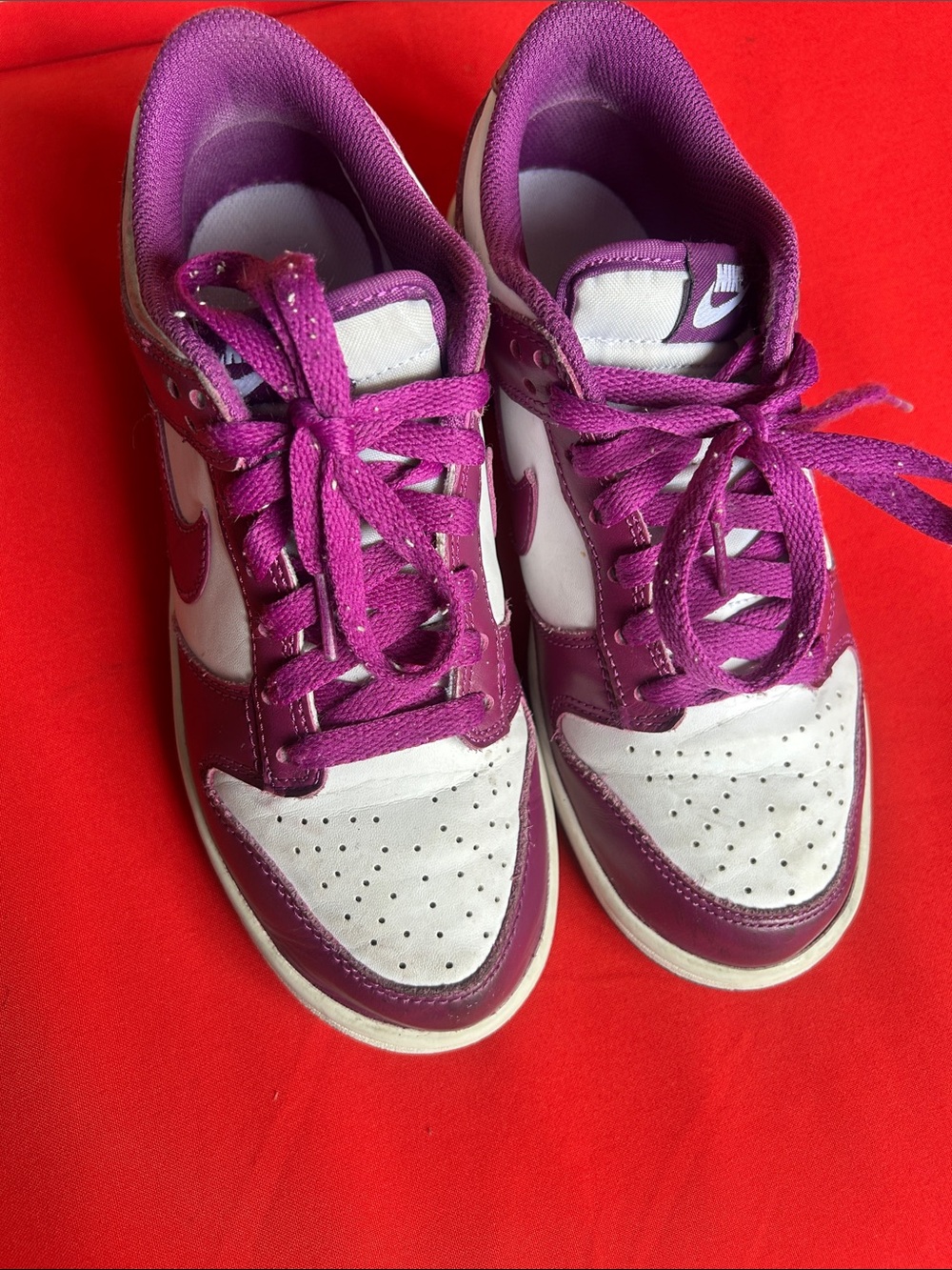 Nike Dunks Purple and White Low-Top Sneakers - Picture 3 of 9